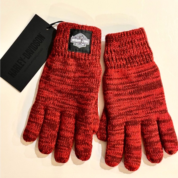 Harley Davidsons Women’s Red Wool Gloves - Picture 3 of 5